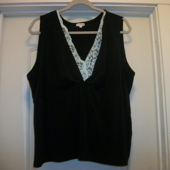SEXY PINUP AESTHETIC CAMISOLE TOP BLACK W MINT LACE 3 X - Picture 1 of 3